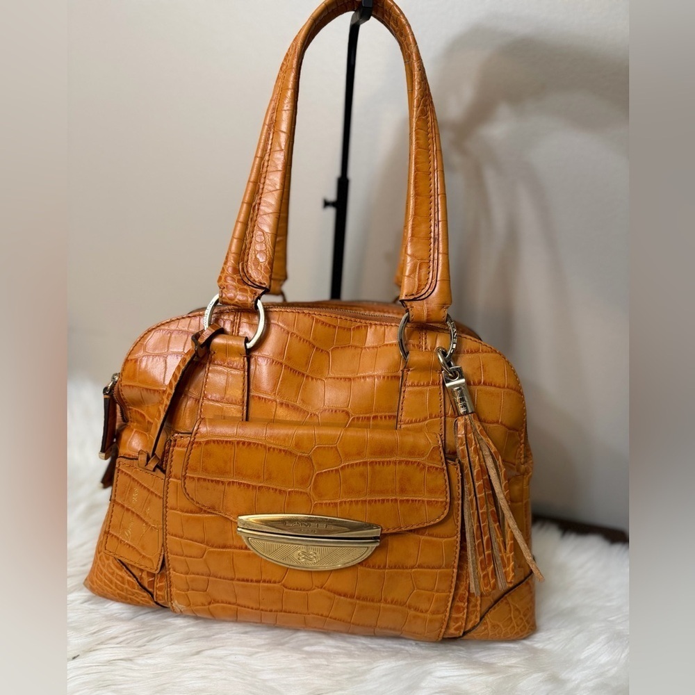 VINTAGE Lancel  PARIS Adjani  Crocodile Leather Tan Bag for Women Rich Tan